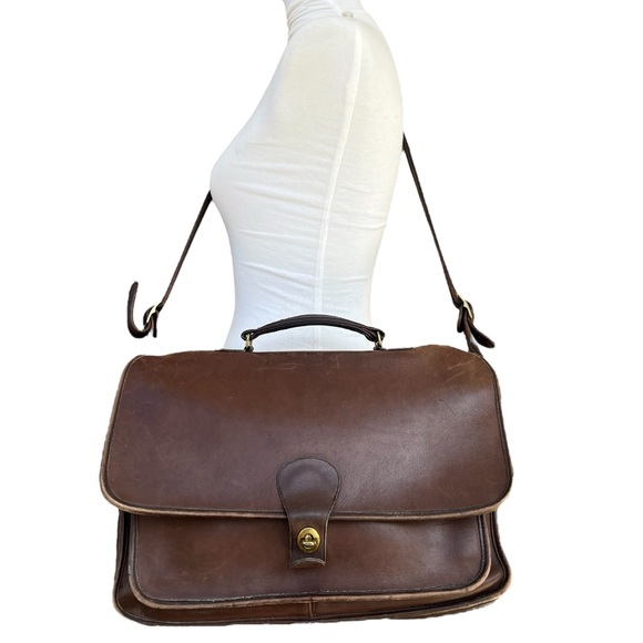 Coach Handbags - Vintage Coach 5180 Metropolitan Briefcase Bag Messenger Mahogany Brown Leather
